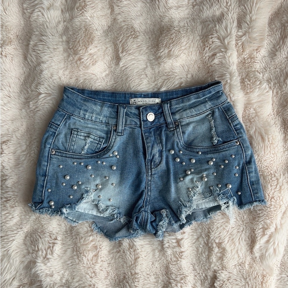 Embellished Denim Shorts